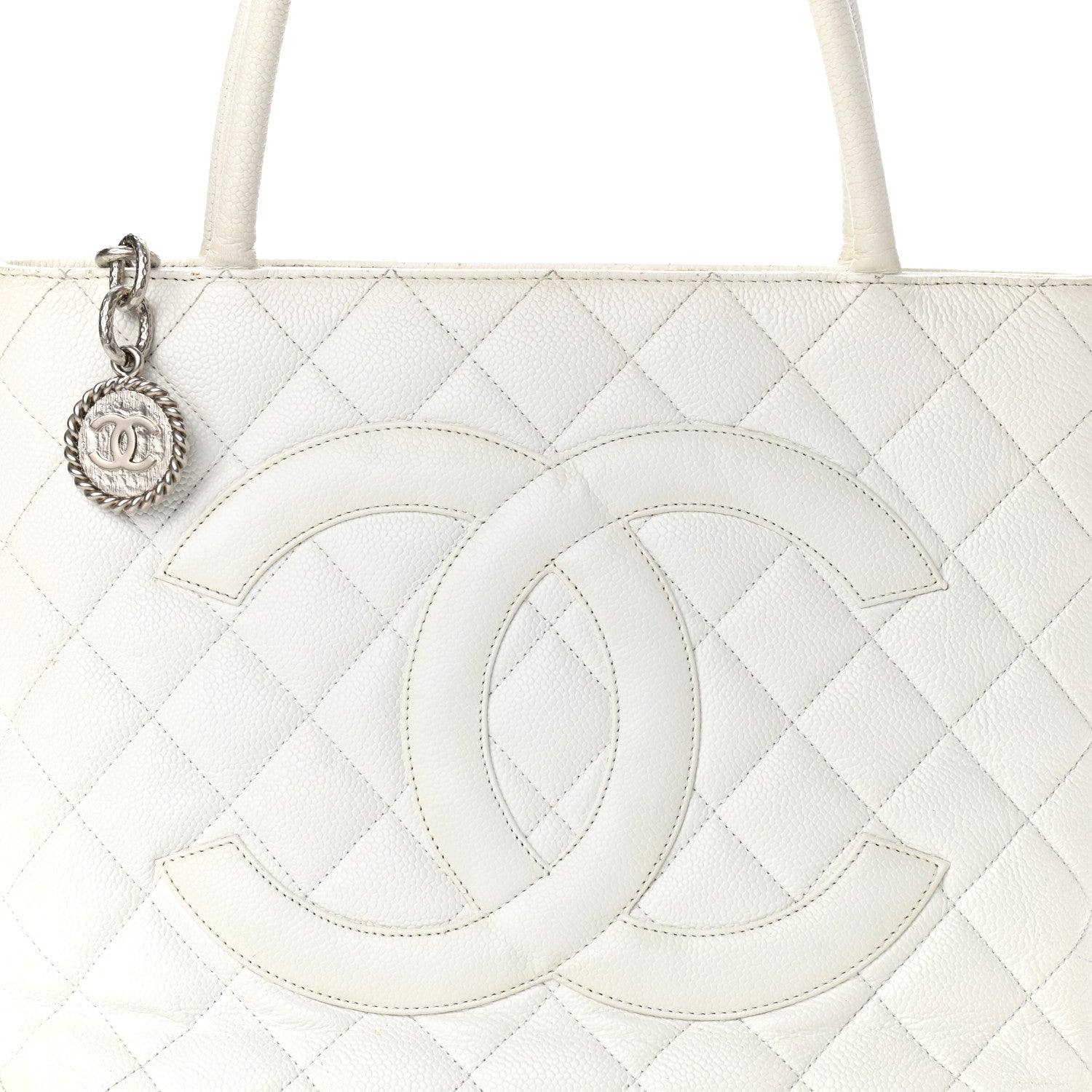 Chanel Caviar Quilted Medallion Tote White 8 of 10
