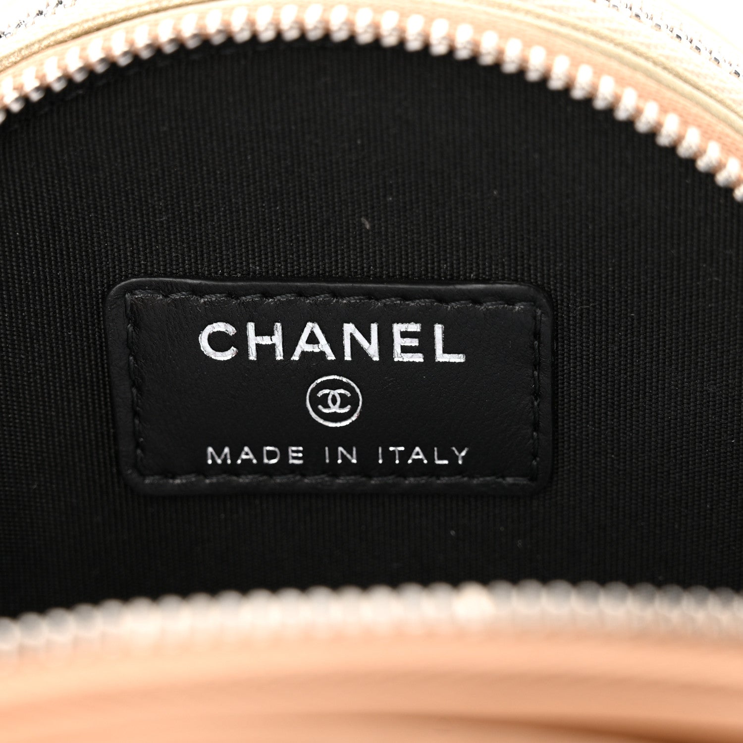 Chanel Lambskin Quilted Round Clutch With Multicolor  Black Beige Gold White 8 of 12