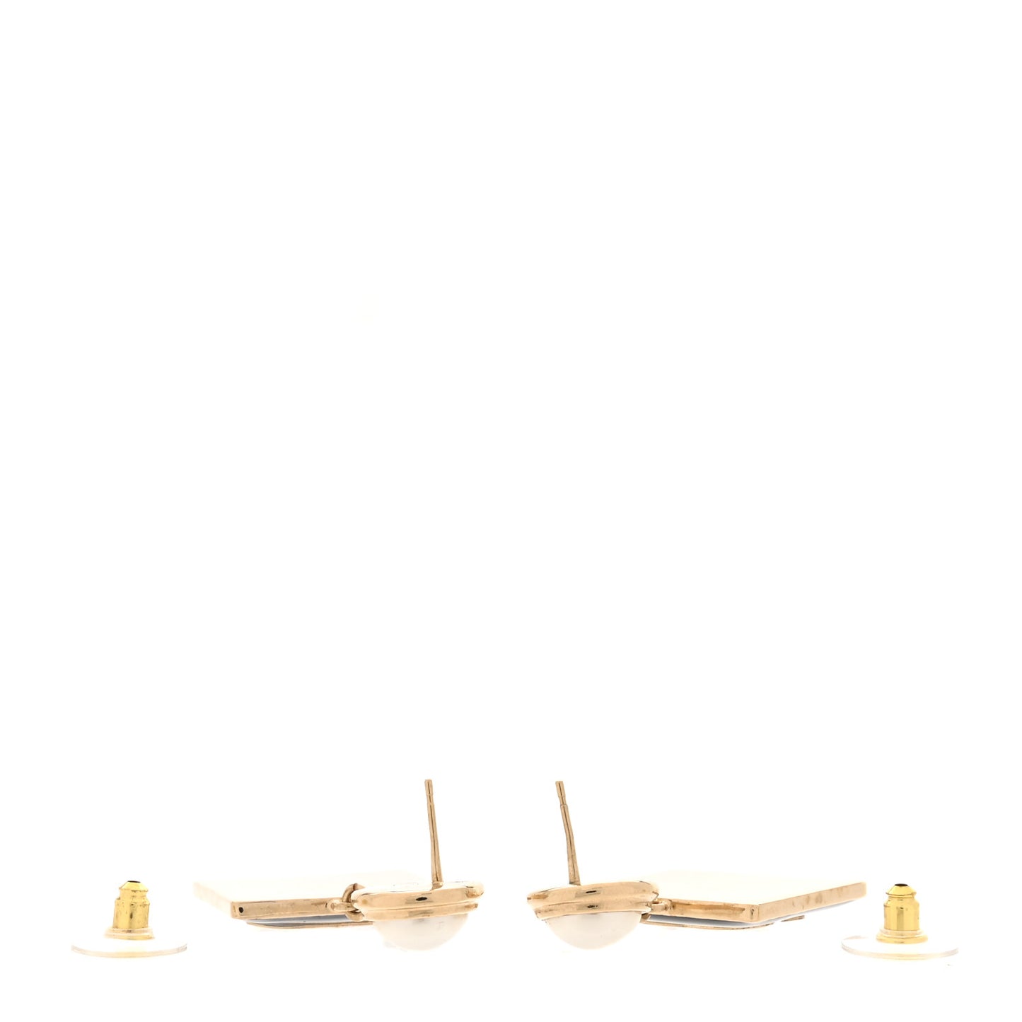 Metal Resin Pearl CC Drop Earrings Gold Black White