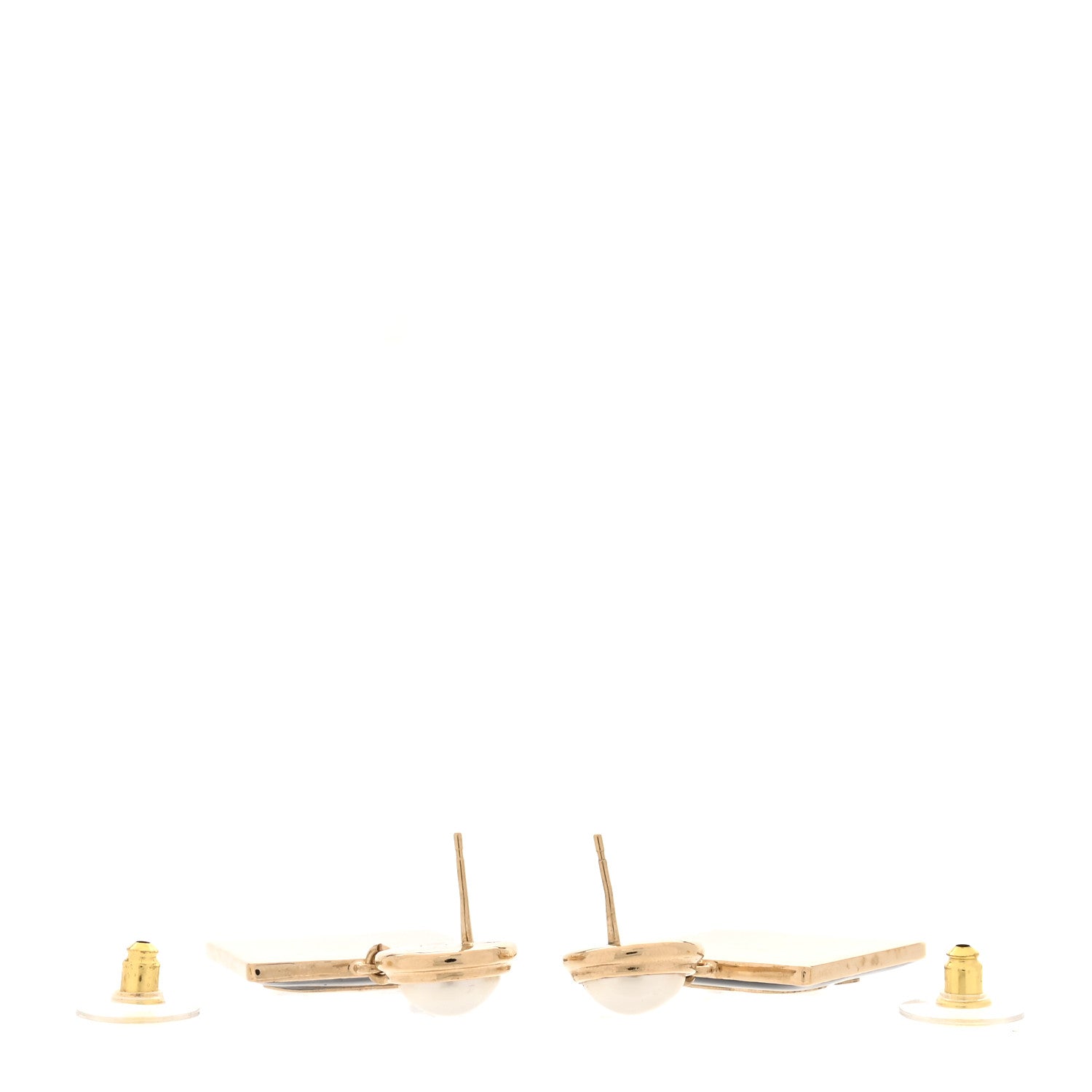 Chanel Metal Resin Pearl CC Drop Earrings Gold Black White 3 of 6