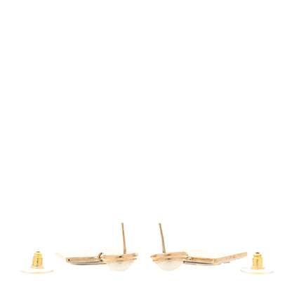 Chanel Metal Resin Pearl CC Drop Earrings Gold Black White 3 of 6