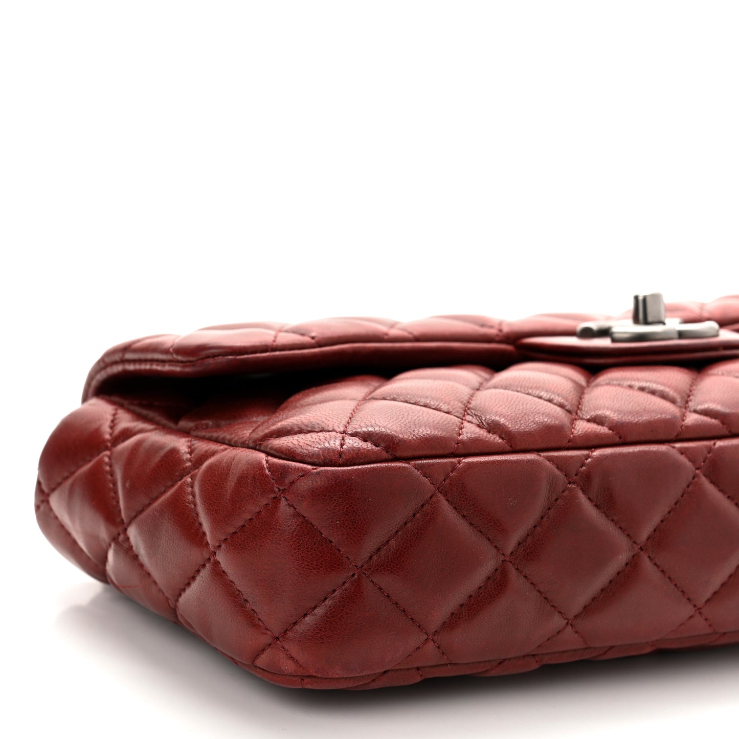 Lambskin Quilted East West Flap Dark Red