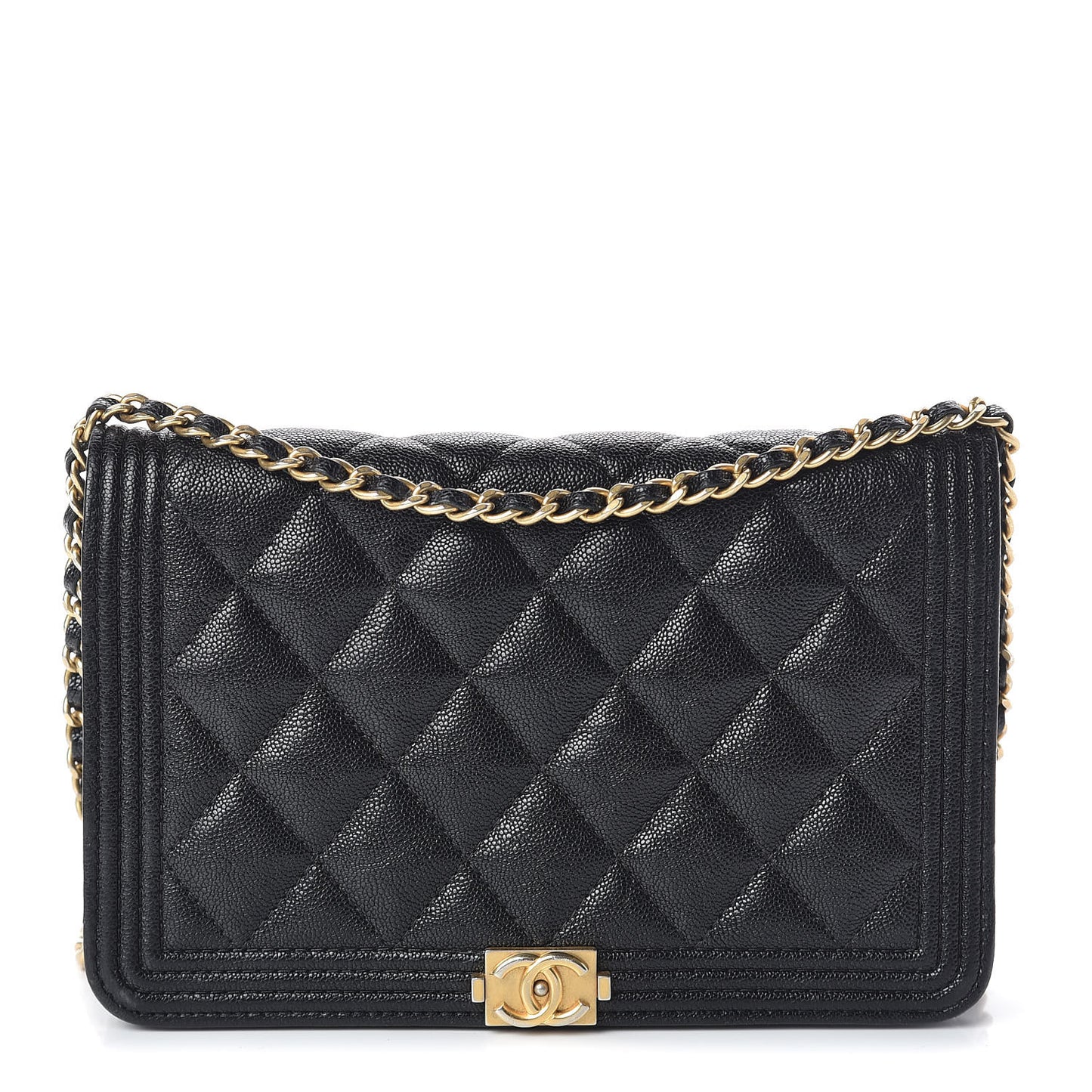 Caviar Quilted Boy Wallet On Chain WOC Black