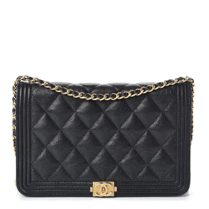 Chanel Caviar Quilted Boy Wallet On Chain WOC Black 1 of 21