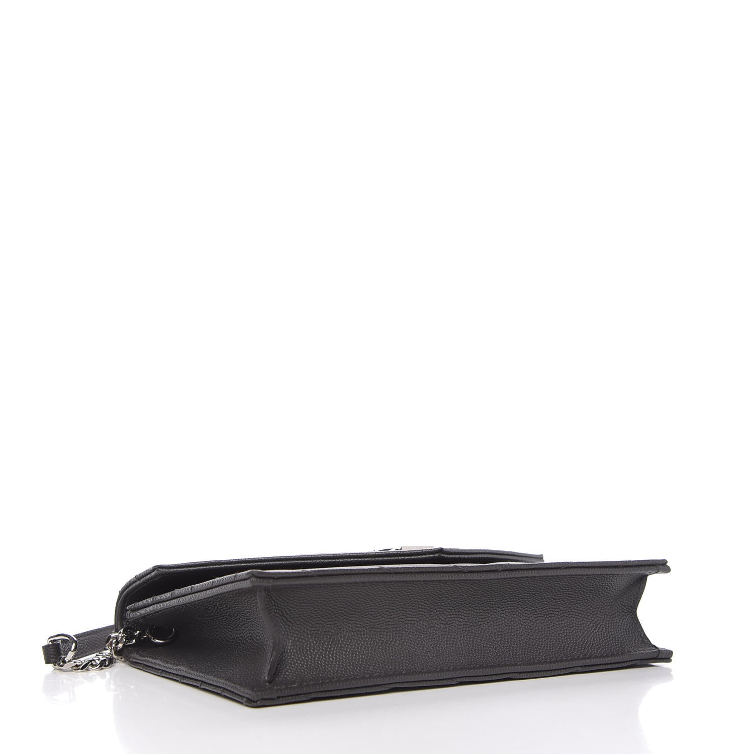 Saint Laurent Grain De Poudre Matelasse Chevron Monogram Envelope Chain Wallet Dark Smog 4 of 11