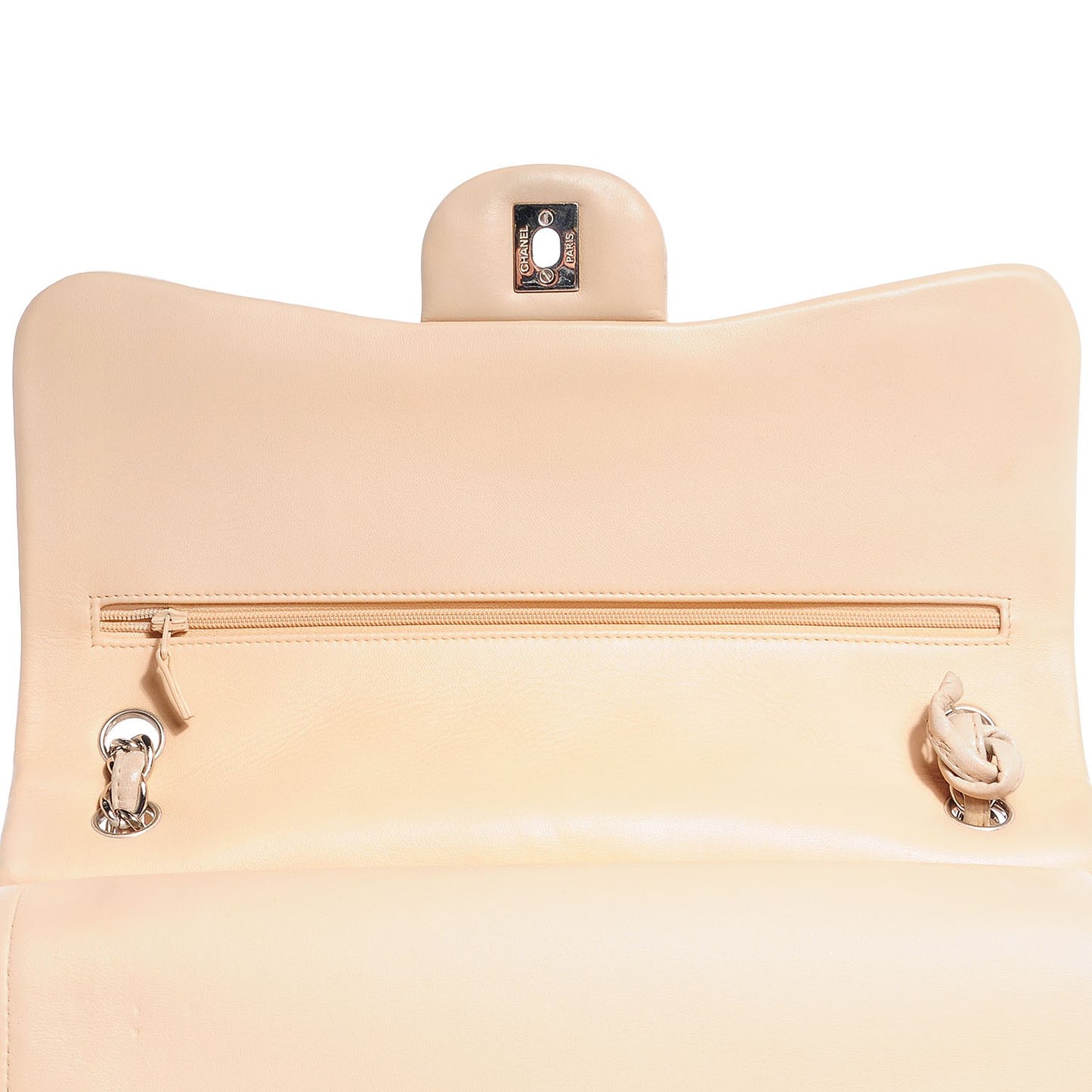 Lambskin Jumbo Double Flap Beige Clair