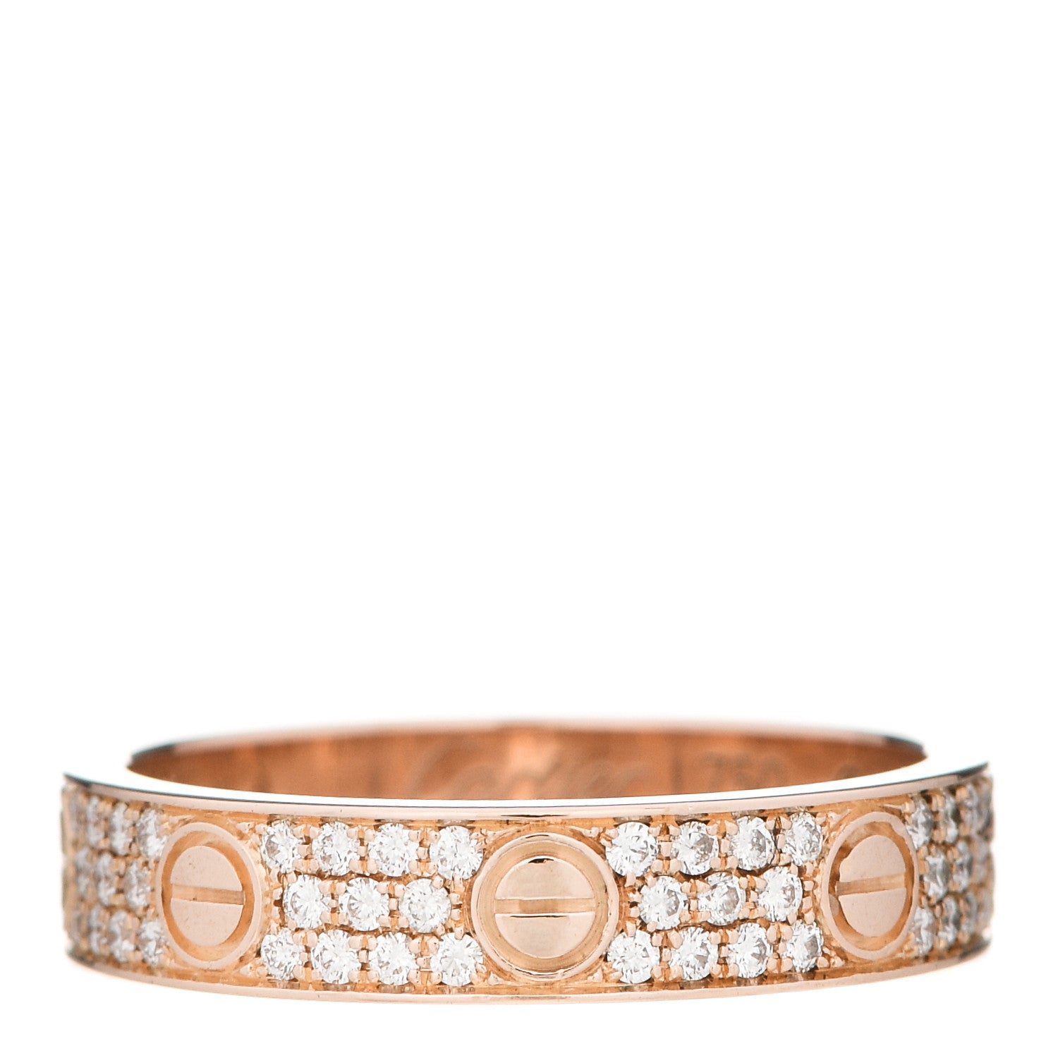 Cartier 18K Pink Gold Diamond 4mm LOVE Wedding Paved Band Ring 50 5.25 1 of 6