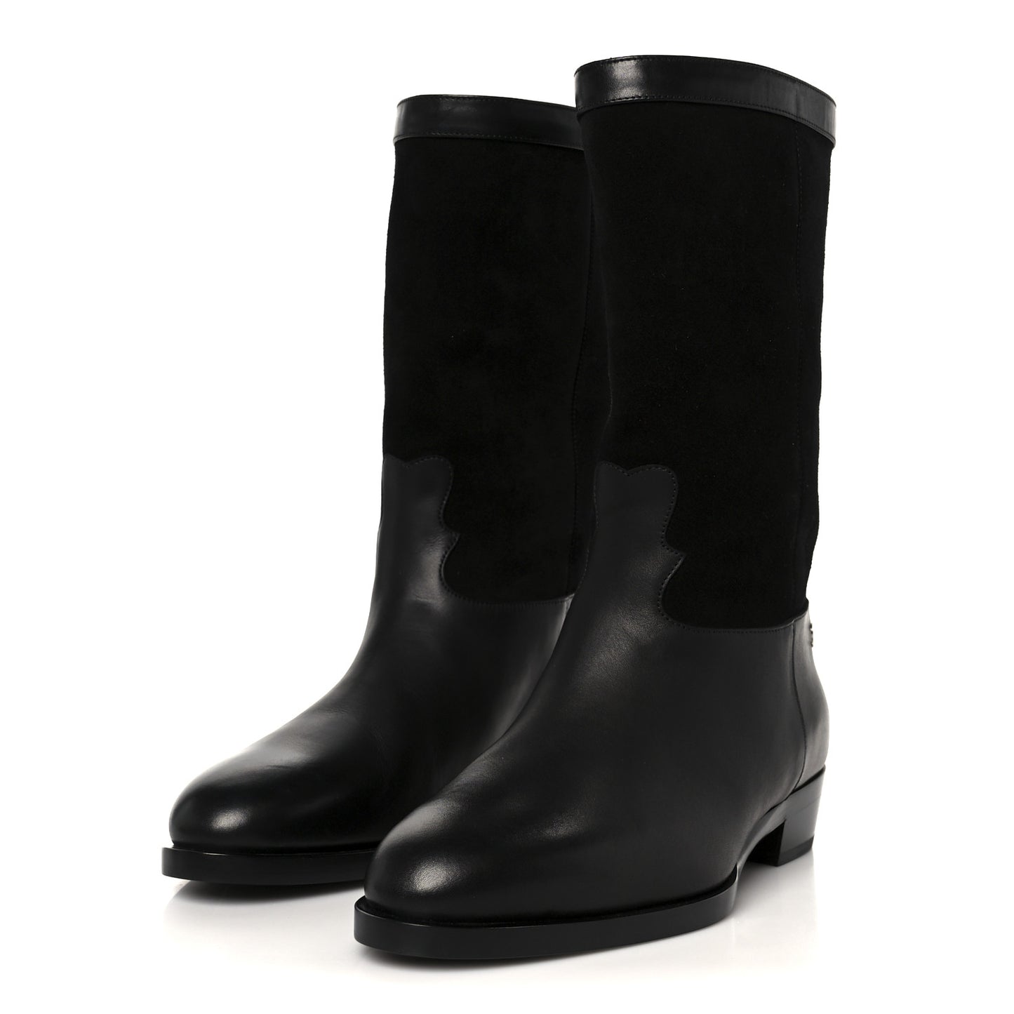 Suede Calfskin CC Short Boots 37.5 Black