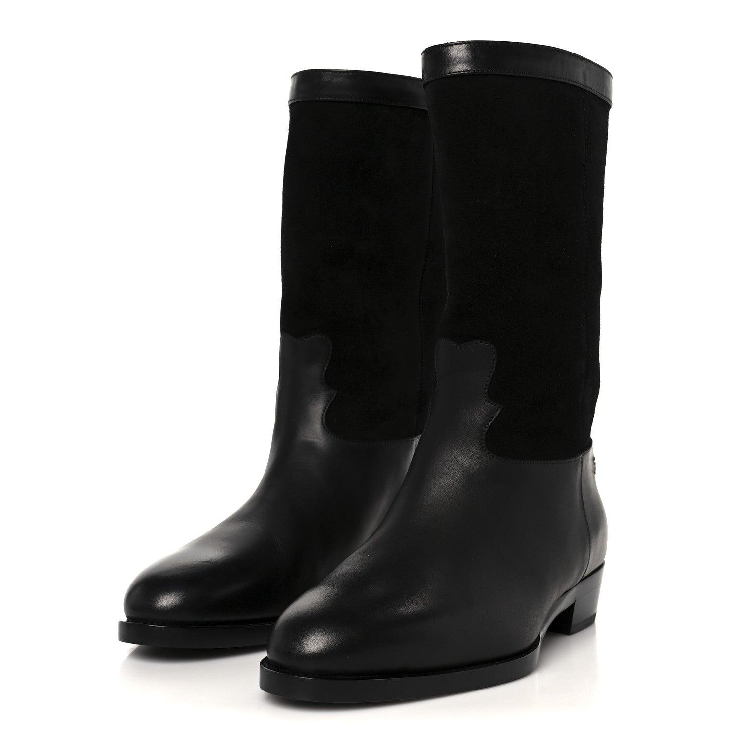 Chanel Suede Calfskin CC Short Boots 37.5 Black 4 of 10