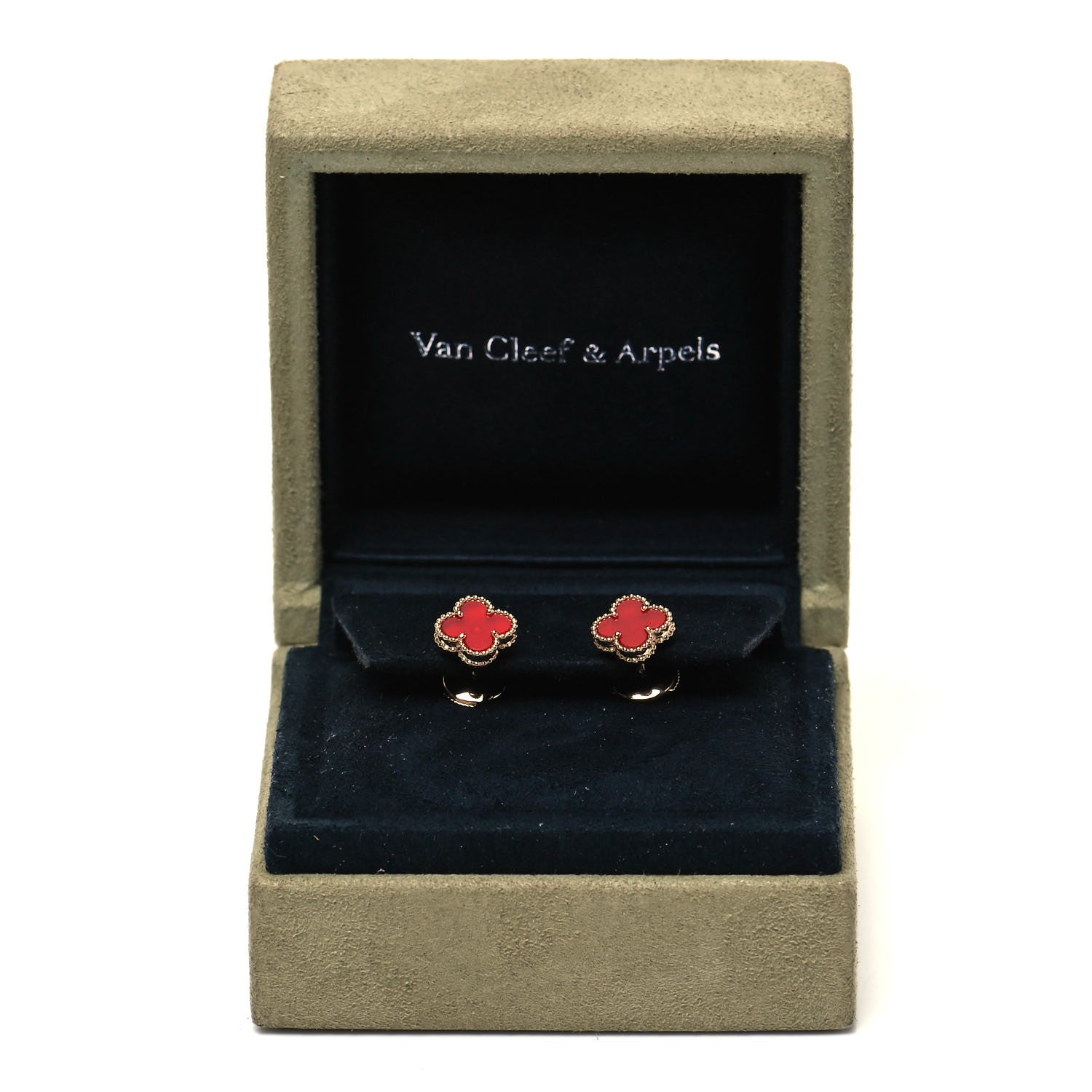 Van Cleef & Arpels 18K Rose Gold Carnelian Sweet Alhambra Earrings 6 of 6
