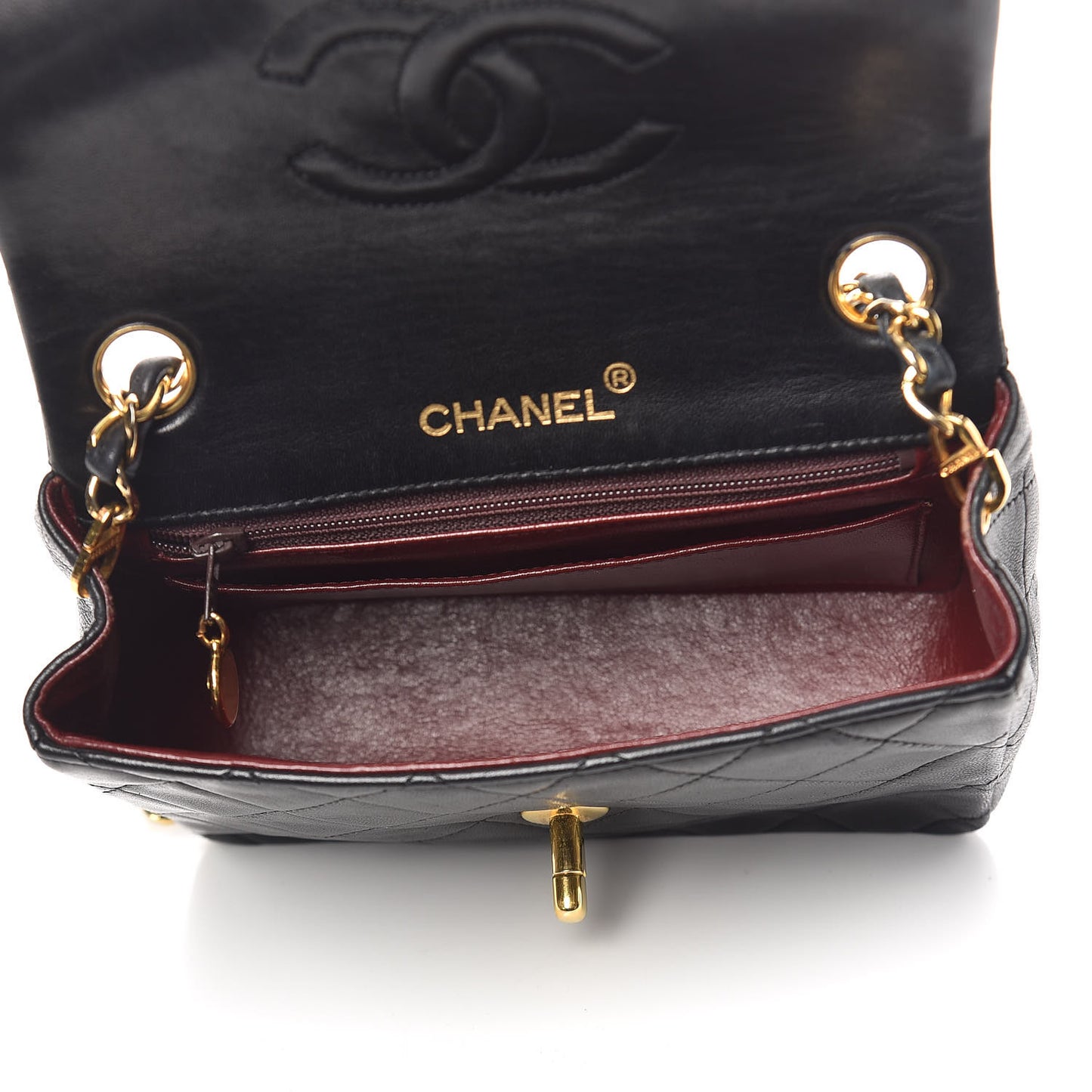 Lambskin Quilted Mini Square Flap Black