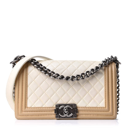 Chanel Lambskin Quilted Medium Boy Flap Ivory Havana Beige 1 of 9