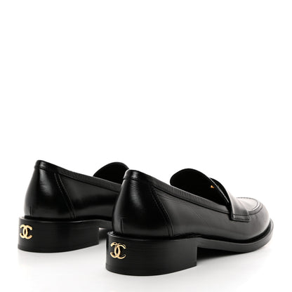 Chanel Calfskin CC Moccasin Loafers 40 Black 4 of 9