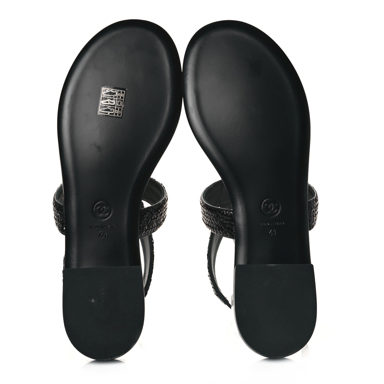 Chanel Lambskin Sequin Pearl CC Thong Sandals 41 Black 5 of 9