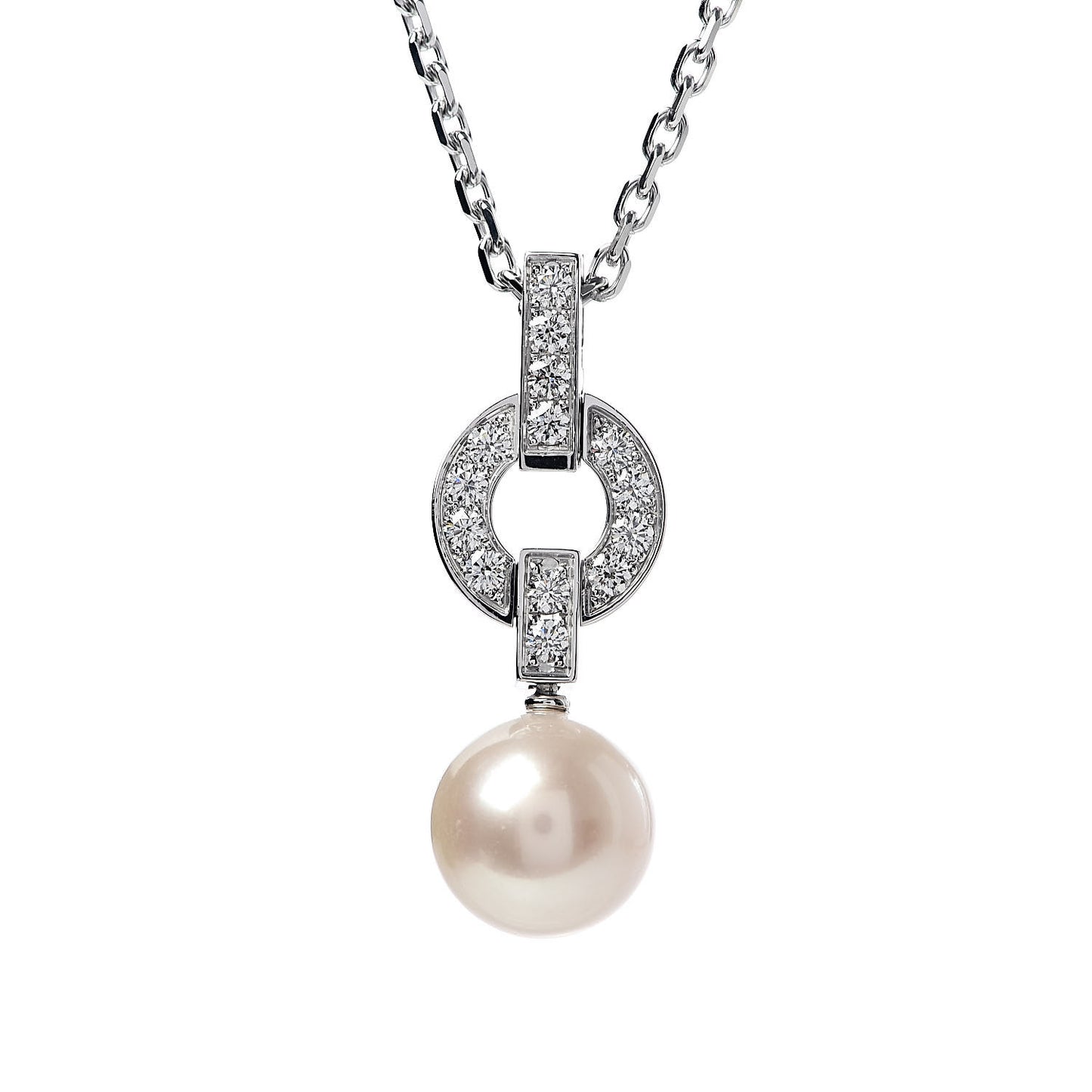 18K White Gold Diamond Pearl Himalia Pendant Necklace