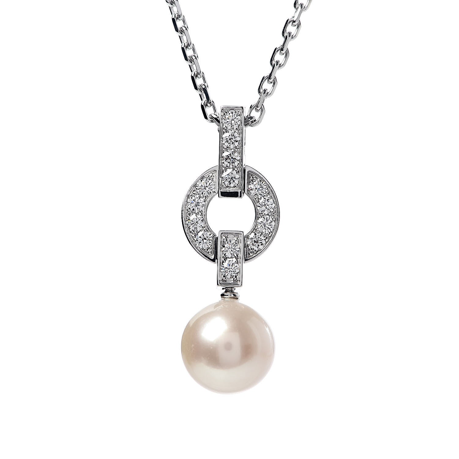Cartier 18K White Gold Diamond Pearl Himalia Pendant Necklace 6 of 8