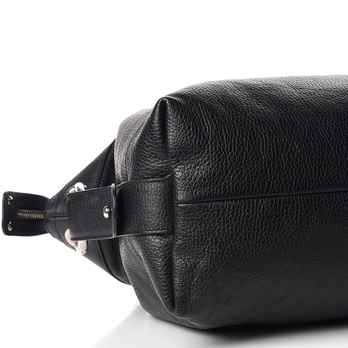 Pebbled Calfskin Large Bamboo Bar Tassel Shoulder Bag Black