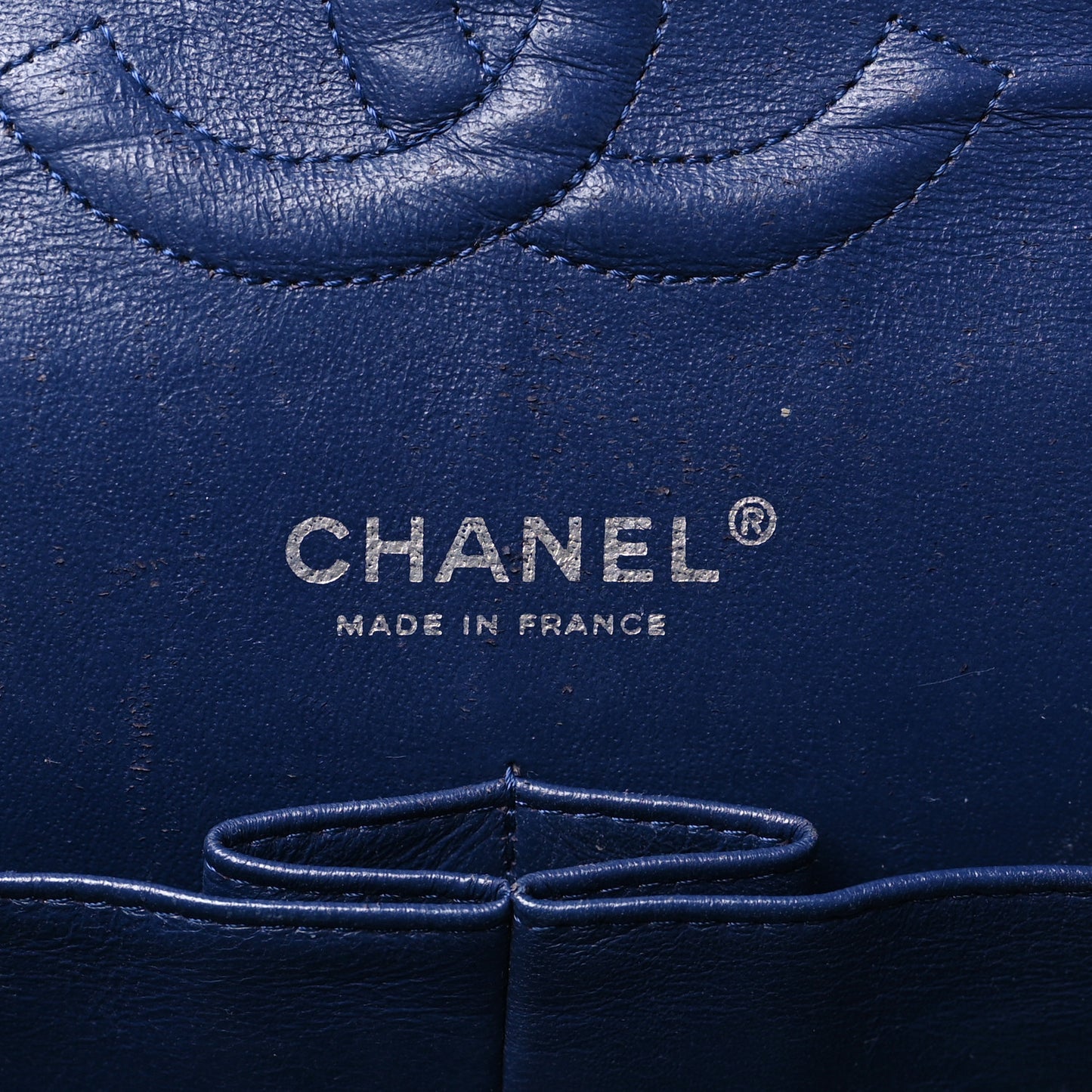 Lambskin Perforated Medium Double Flap Blue