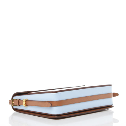Burberry Calfskin Two Tone Large Grace Bag Nutmeg Pale Blue 4 of 12