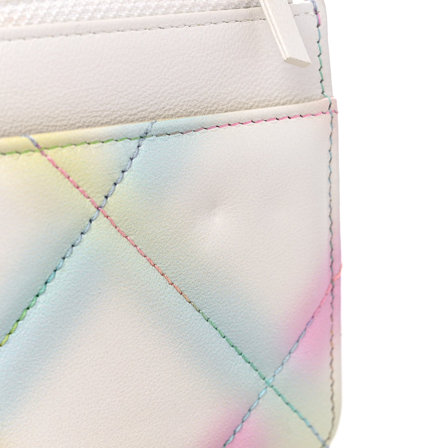 Goatskin Printed Quilted Chanel 19 Wallet On Chain WOC White Multicolor