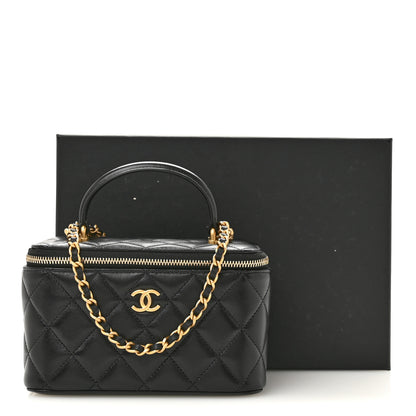 Chanel Lambskin Quilted Small Top Handle Vanity Case With Chain Black 11 of 11