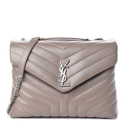 Saint Laurent Calfskin Y Quilted Monogram Medium Loulou Chain Satchel Light Natural 1 of 9