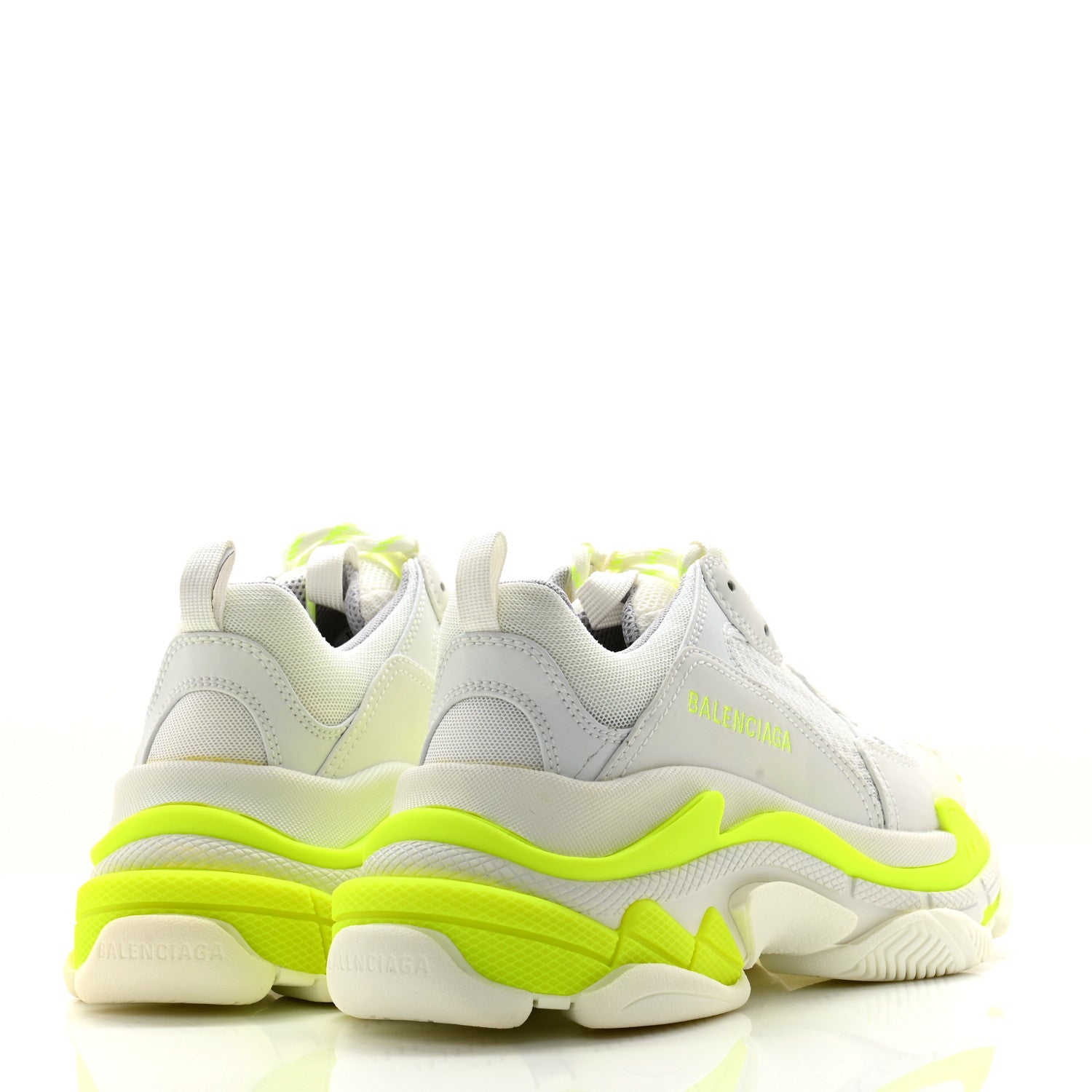 Balenciaga Fabric Mesh Womens Triple S Sneakers 37 Fluo Yellow White Grey 4 of 10