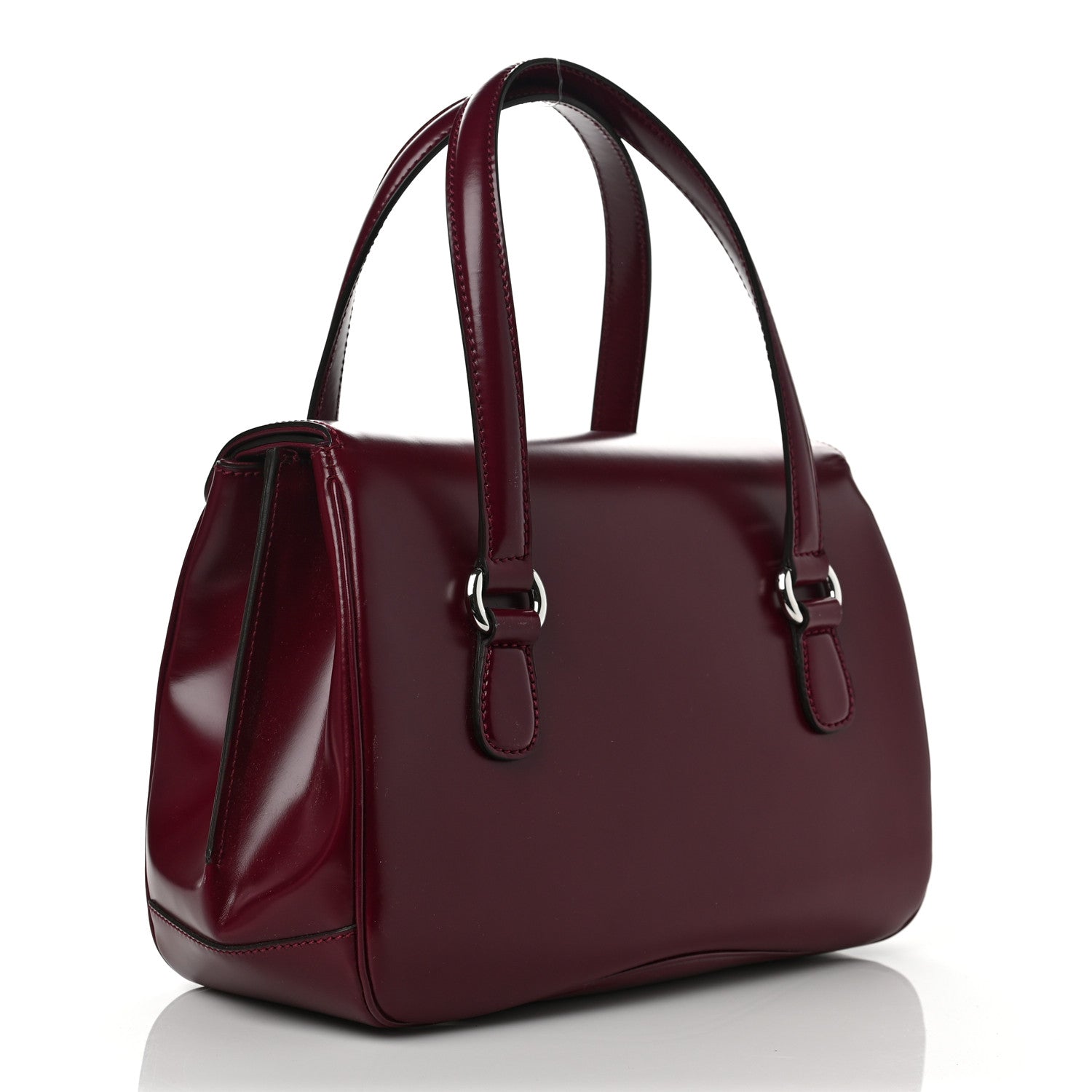 Gucci Regent Calfskin Lady Lock Top Handle Bag Purple Wine 2 of 10