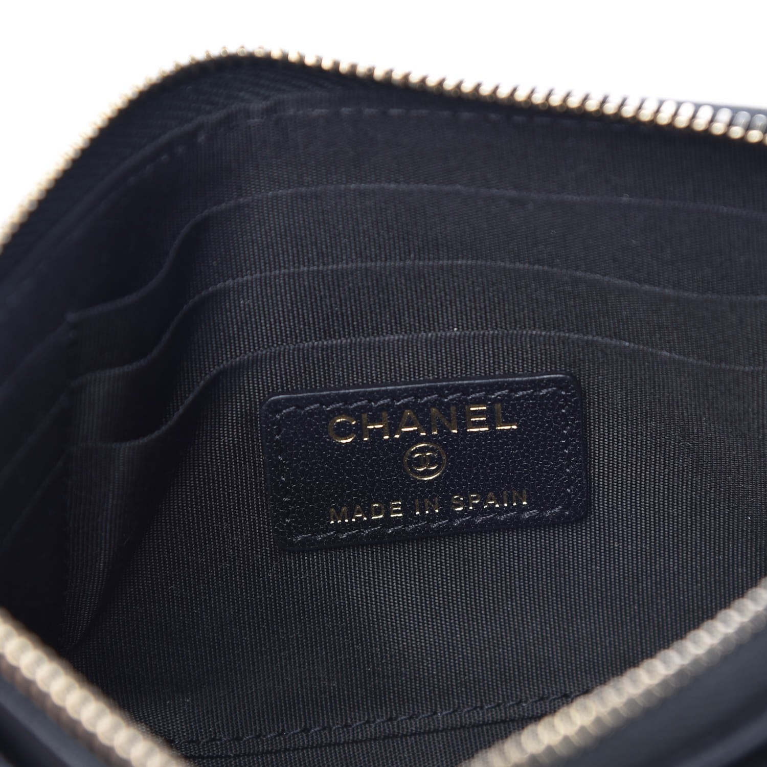 Chanel Sheepskin Quilted Mademoiselle Vintage Zip Pouch Black 6 of 8