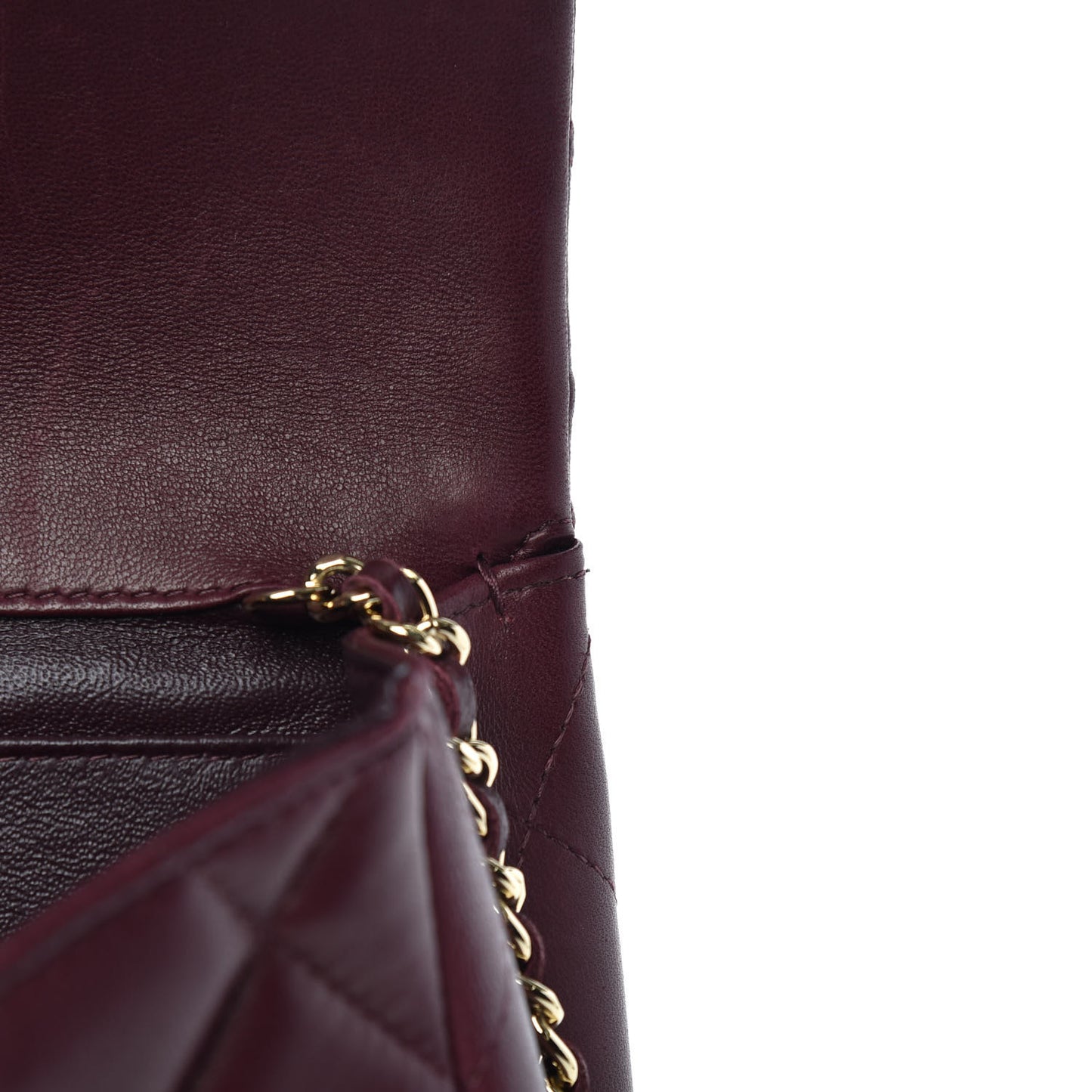 Lambskin Quilted Clutch With Chain Flap Bordeaux