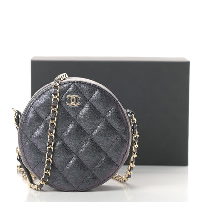 Chanel Iridescent Caviar Quilted Round Clutch With Chain Black 11 of 11