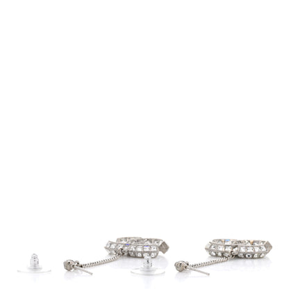 Chanel Baguette Crystal CC Drop Earrings Silver 3 of 4