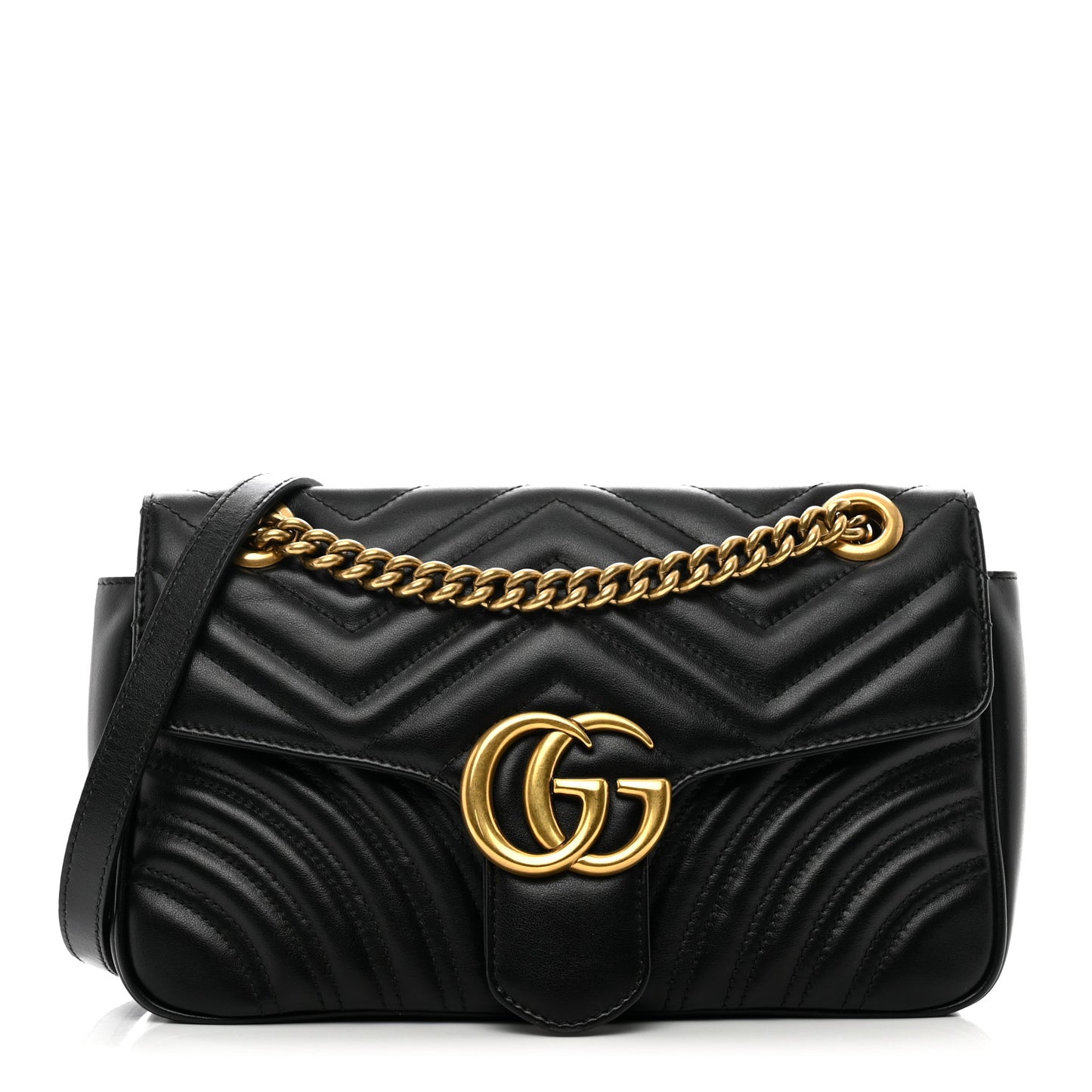 Calfskin Matelasse Small GG Marmont Shoulder Bag Black