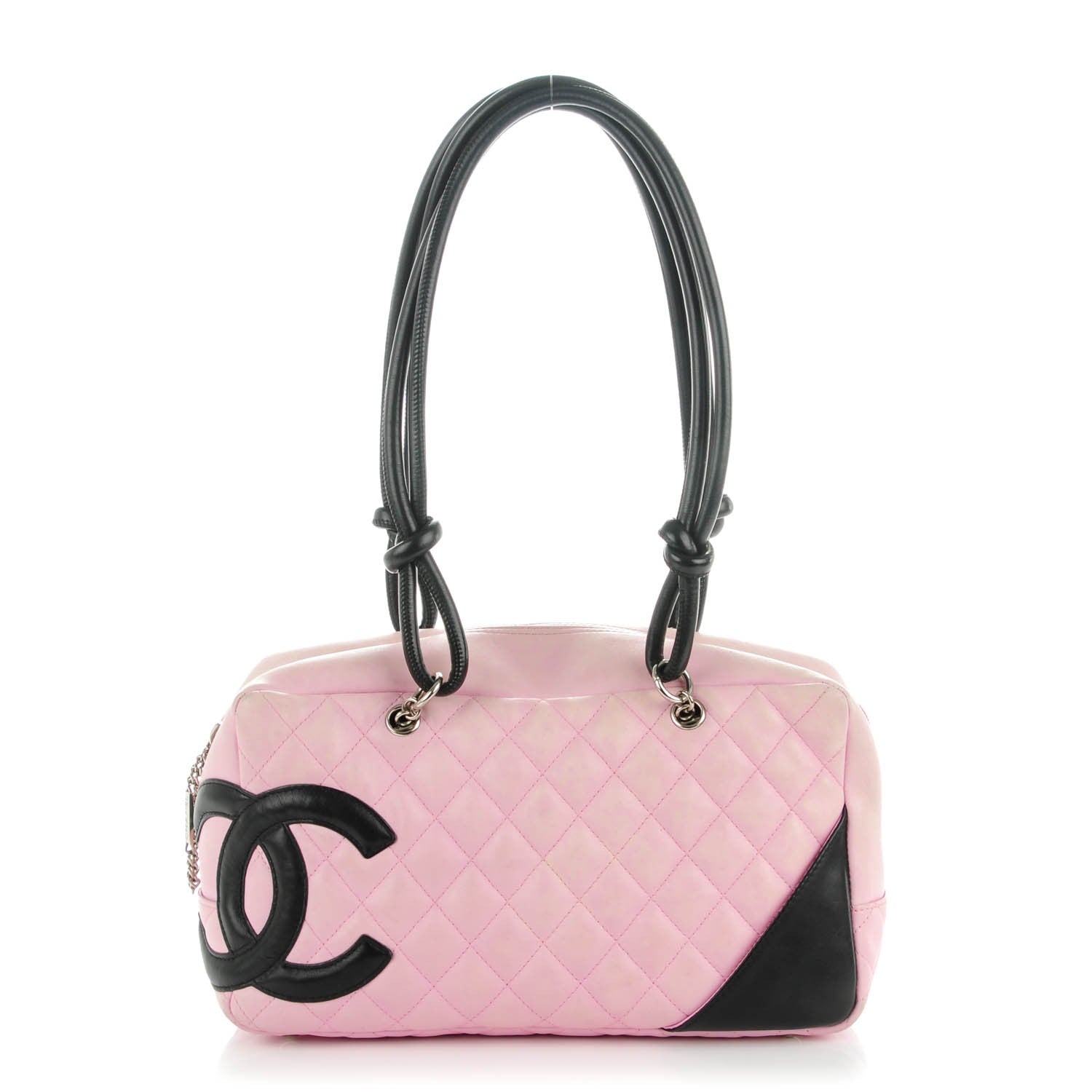 Chanel Calfskin Quilted Large Cambon Bowler Pink Black 1 of 10