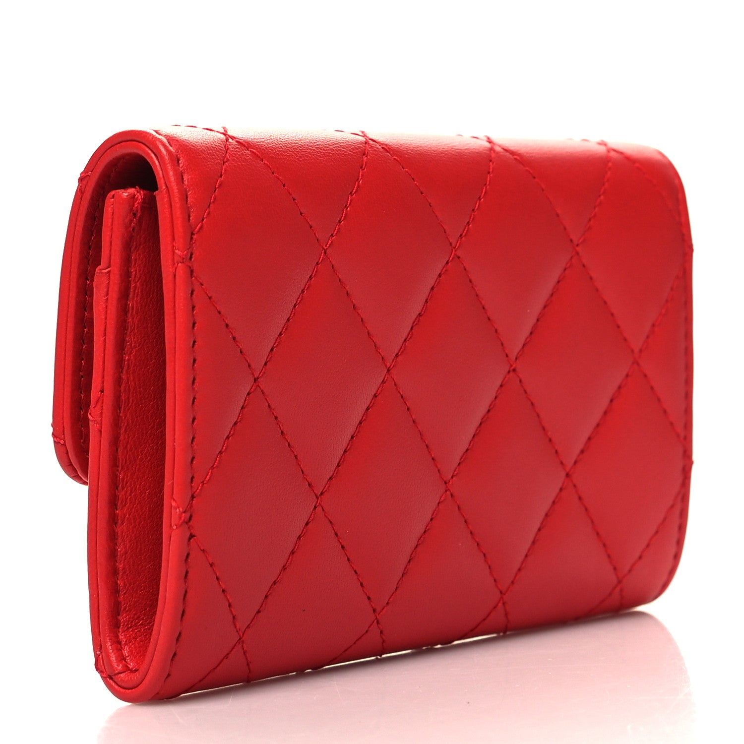 Chanel Lambskin Quilted Flap Card Holder Red 3 of 10