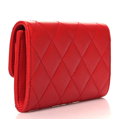 Chanel Lambskin Quilted Flap Card Holder Red 3 of 10