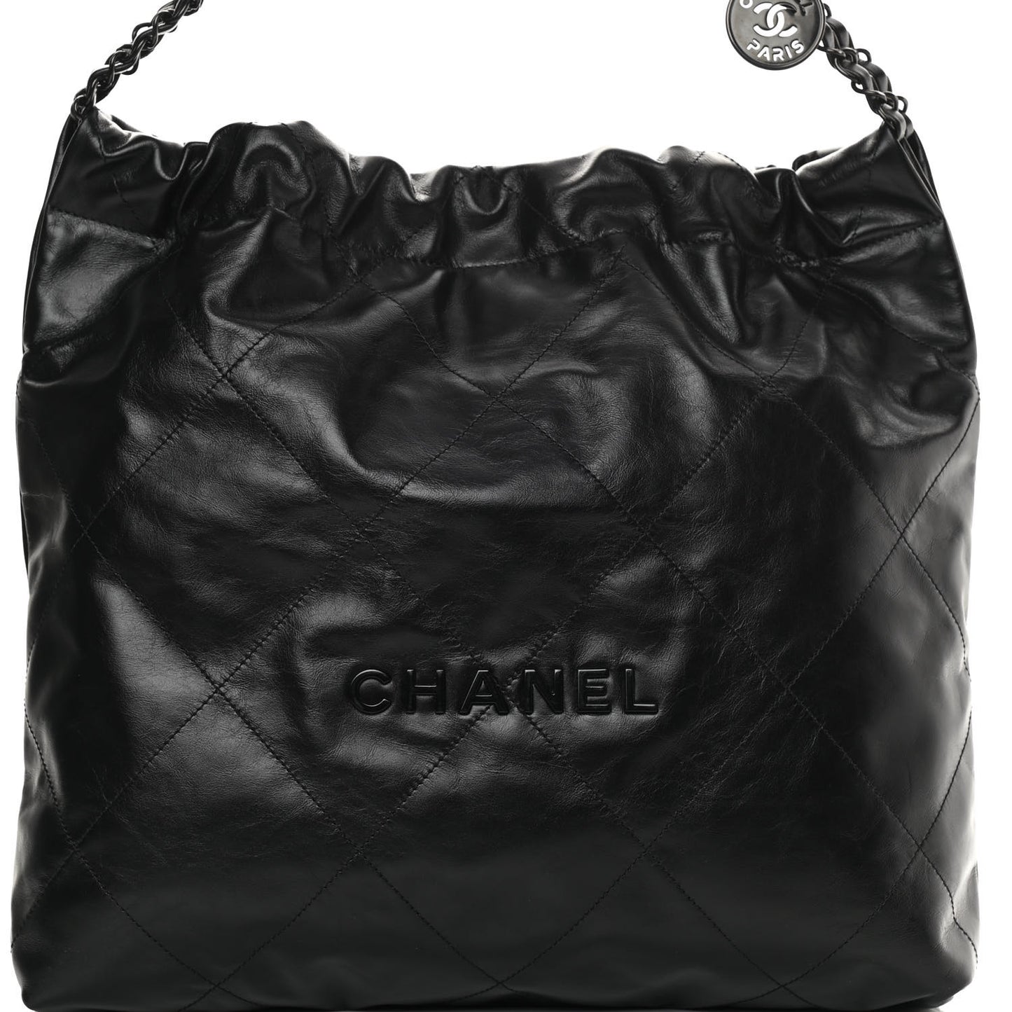 Shiny Calfskin Quilted Chanel 22 So Black