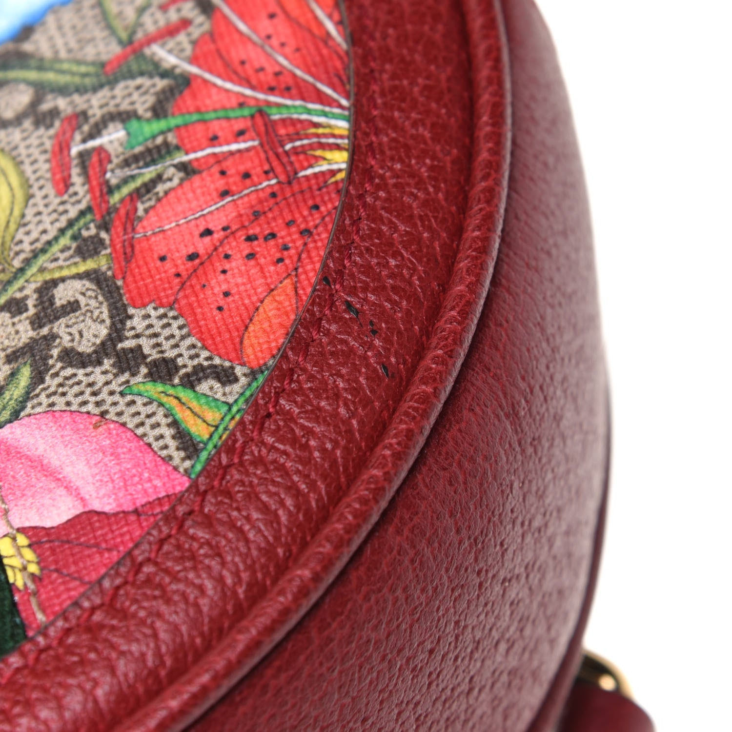 Gucci GG Supreme Monogram Web Flora Mini Ophidia Round Backpack Red 10 of 11