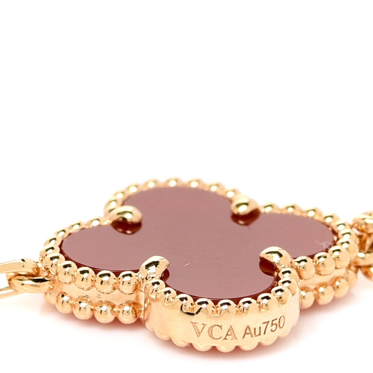 Van Cleef & Arpels 18K Yellow Gold Carnelian 5 Motifs Vintage Alhambra Bracelet 5 of 6