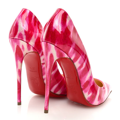 Christian Louboutin Patent Glittart Pigalle Follies 120 Pumps 37.5 Shocking Pink 4 of 7