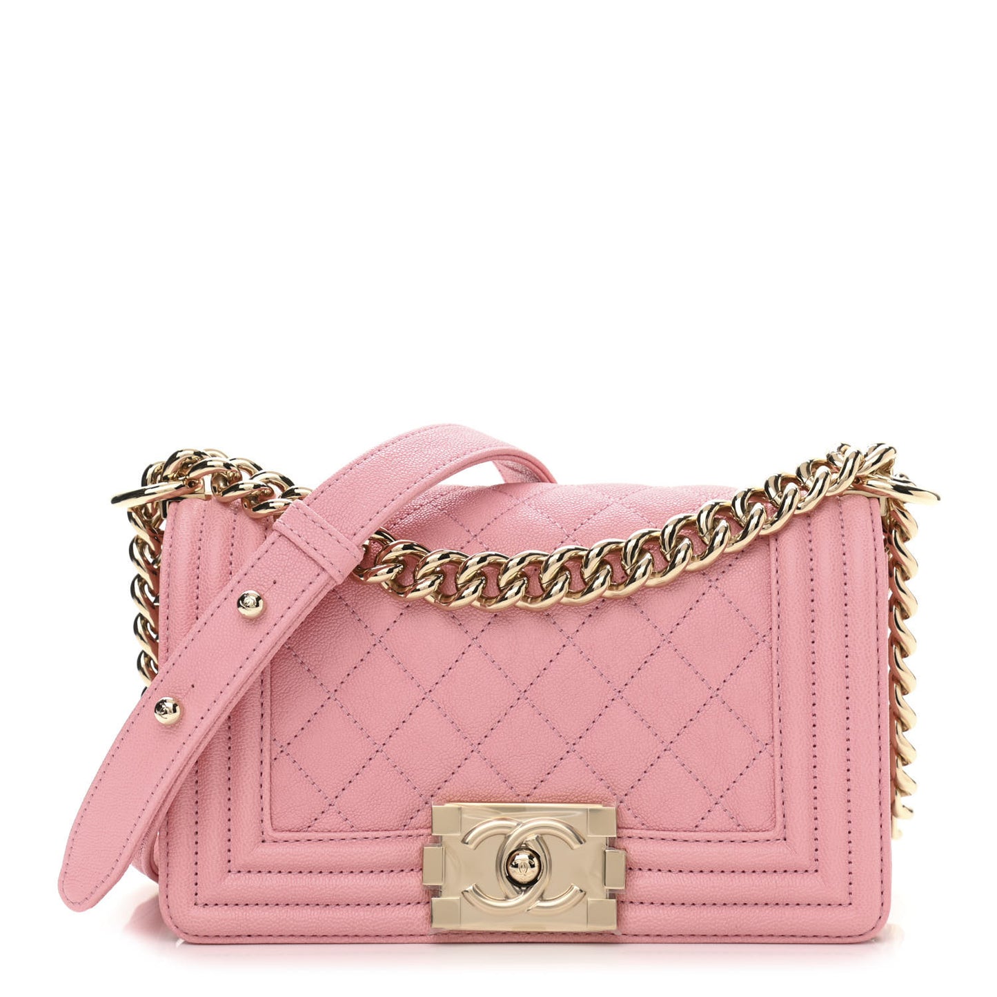 Caviar Quilted Small Boy Flap Pink