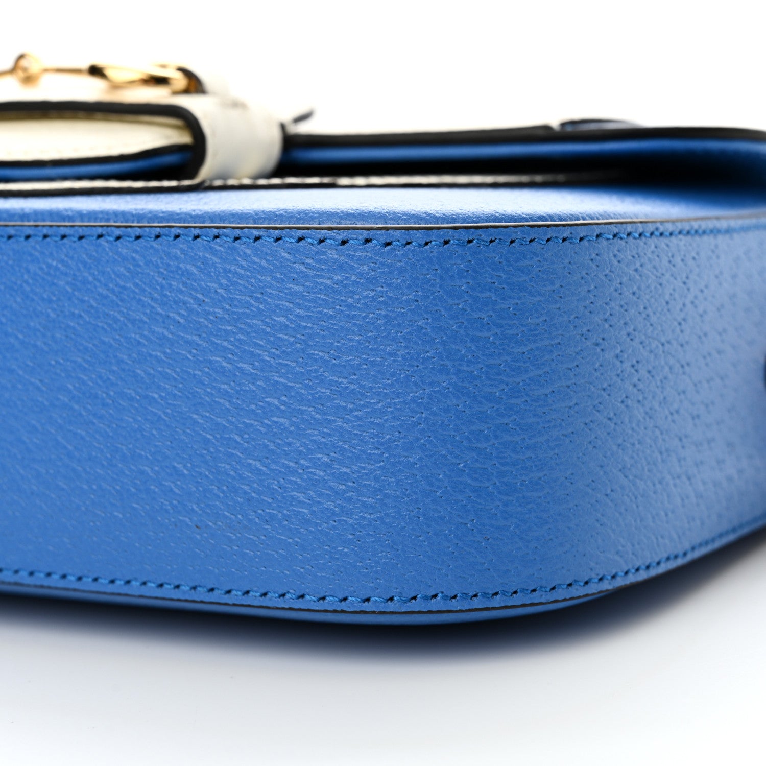 Gucci X ADIDAS Textured Dollar Calfskin Web Trefoil Mini Horsebit 1955 Shoulder Bag Blue Off Blue Off White Multi 10 of 10