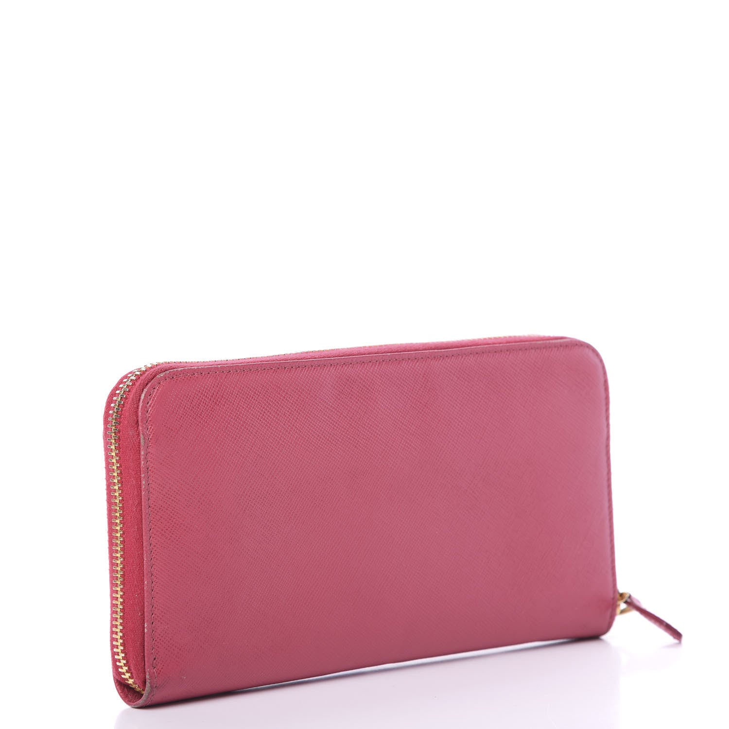 Prada Saffiano Triangle Zip Around Wallet Peonia 2 of 13