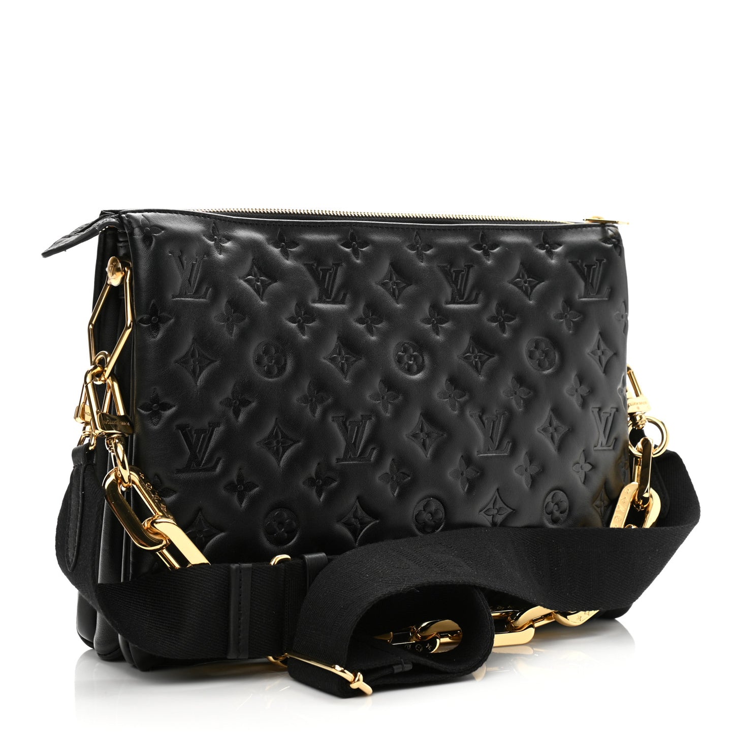 Lambskin Embossed Monogram Coussin MM Black