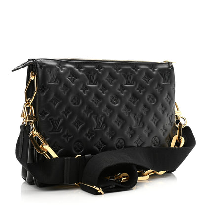 Louis Vuitton Lambskin Embossed Monogram Coussin MM Black 3 of 9