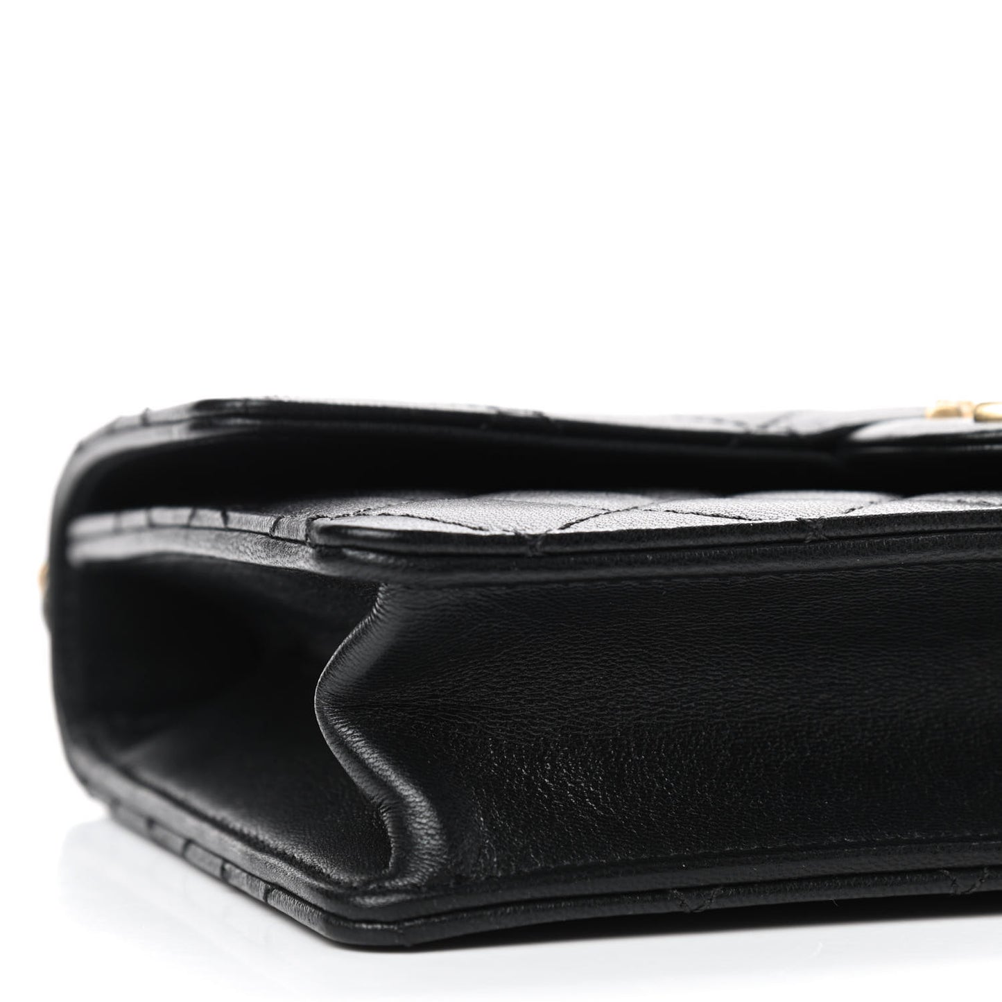 Goatskin Quilted Small Chic Pearls Flap Black