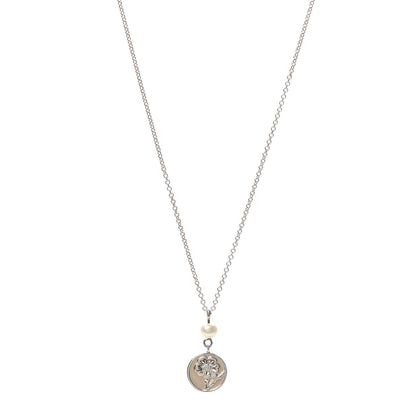 Tiffany Sterling Silver Pearl Nature Rose Pendant Necklace 1 of 5
