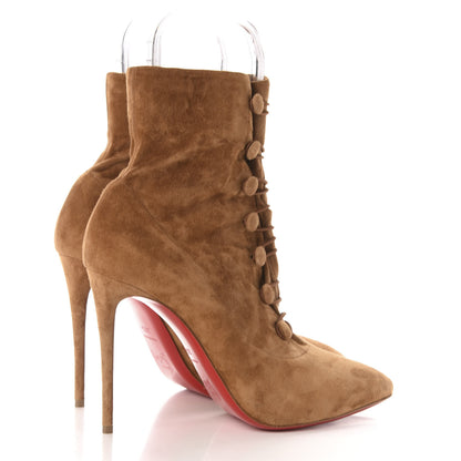Christian Louboutin Veau Velours French Tutu Button Ankle Boot 38.5 Tan 5 of 8