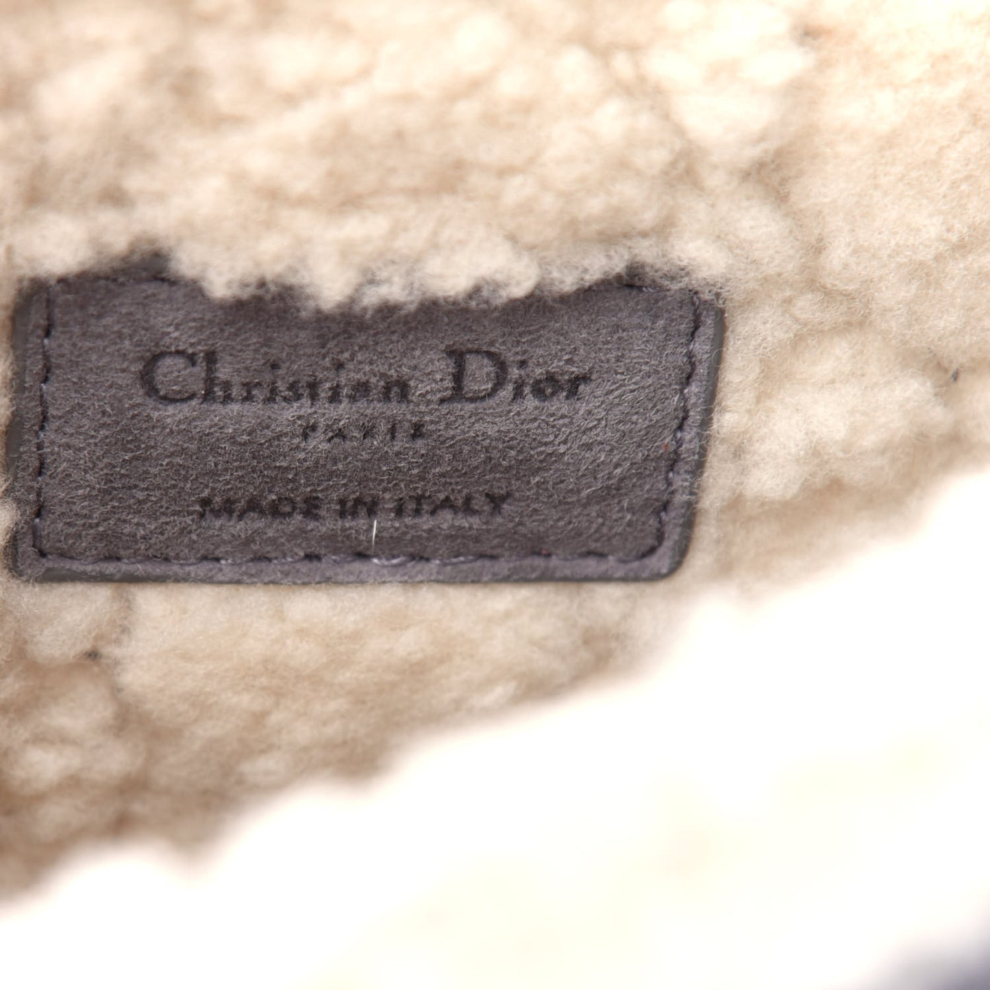 Shearling Sheepskin Wool Cannage Small Caro Bag Gray