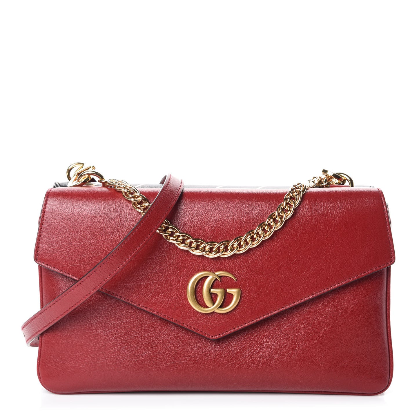 Calfskin Diagonal GG Medium Thiara Double Envelope Shoulder Bag Black Red